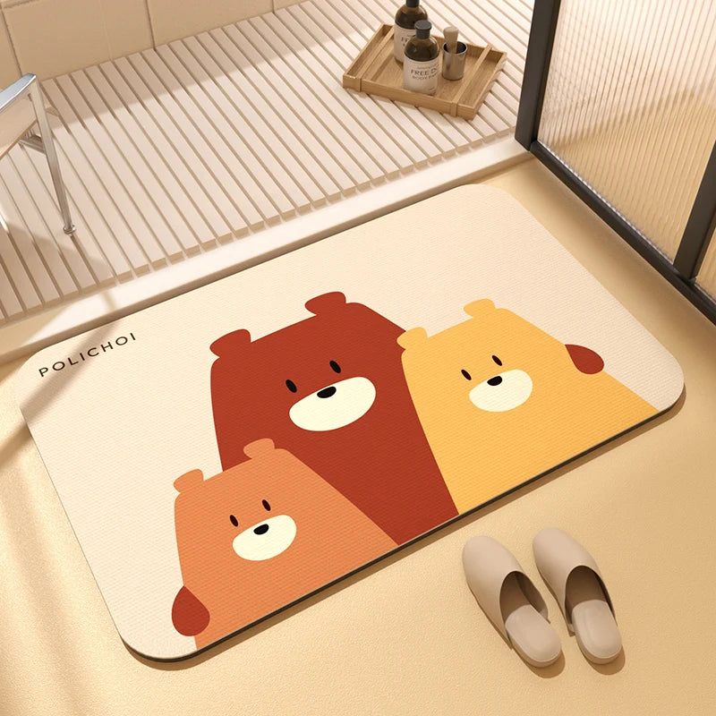50*80 Diatomaceous Earth Anime Bath Mat Absorbent Bathroom Rug Foot Mats Non-Slip Quick Dry Bathtub Side Carpet Home Decor