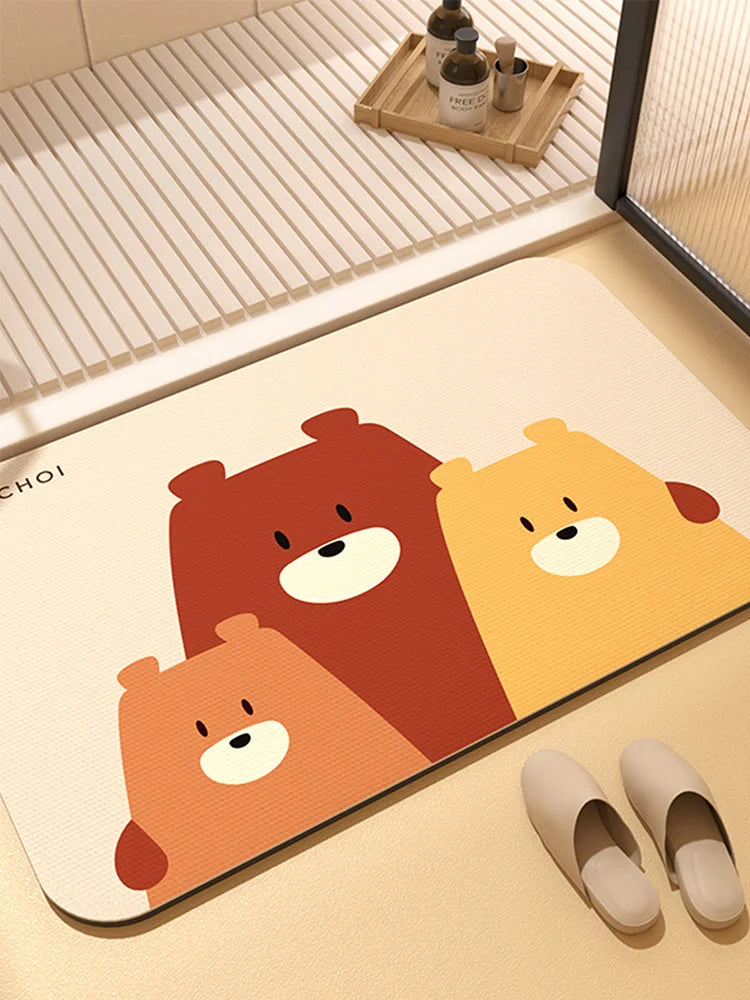 50*80 Diatomaceous Earth Anime Bath Mat Absorbent Bathroom Rug Foot Mats Non-Slip Quick Dry Bathtub Side Carpet Home Decor