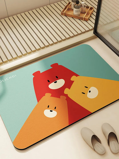 50*80 Diatomaceous Earth Anime Bath Mat Absorbent Bathroom Rug Foot Mats Non-Slip Quick Dry Bathtub Side Carpet Home Decor