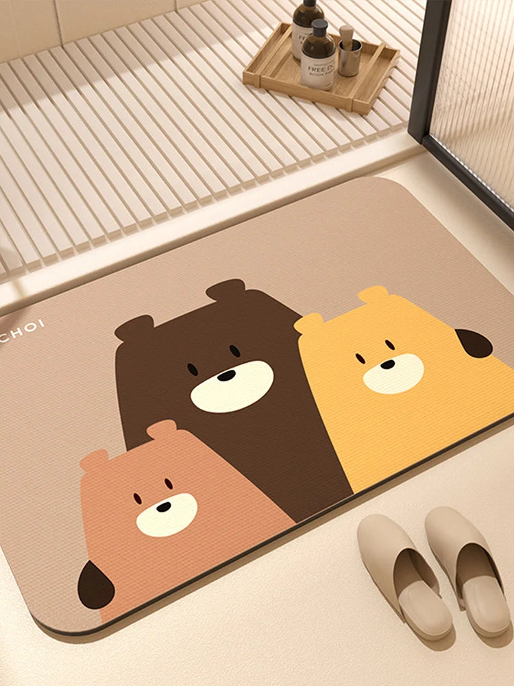 50*80 Diatomaceous Earth Anime Bath Mat Absorbent Bathroom Rug Foot Mats Non-Slip Quick Dry Bathtub Side Carpet Home Decor