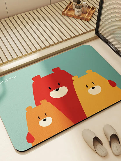 50*80 Diatomaceous Earth Anime Bath Mat Absorbent Bathroom Rug Foot Mats Non-Slip Quick Dry Bathtub Side Carpet Home Decor