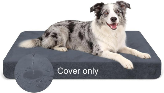 100% waterproof replacement cover for dog bed, soft plush cover, velvet mattress cover for dogs, washable, removable dog cover, dog mattress insert with elastic band