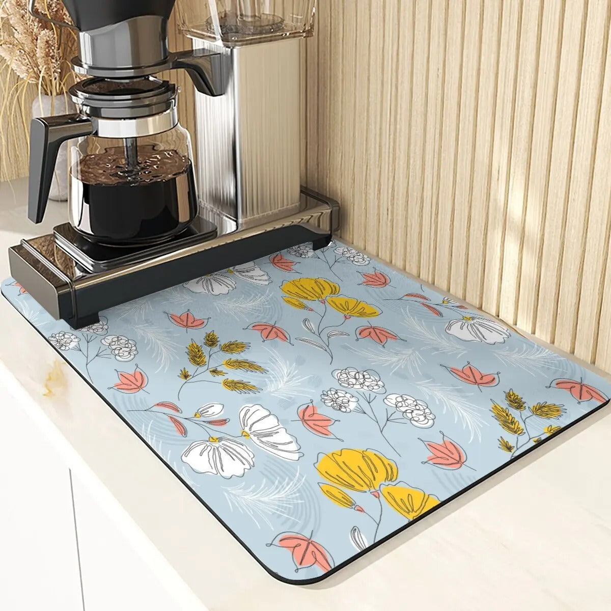 Animal Style Diatomaceous Earth Mat Kitchen Accessories Flowers Pattern Absorbent Drying Mat For Kitchen Table Pads Cup Coaster