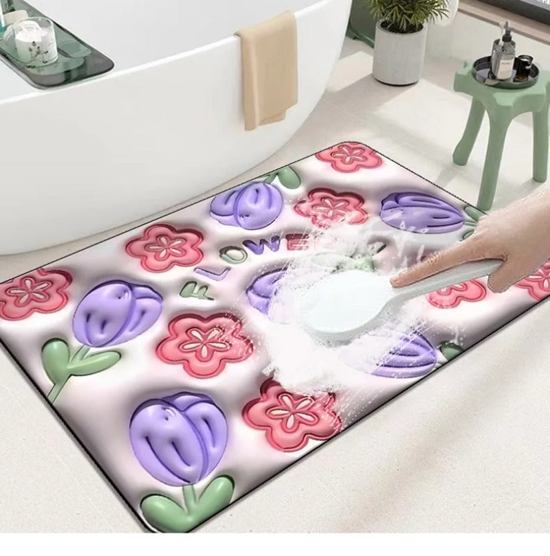 3D Inflatable Diatom Mud Absorbent Bath Mats, Quick Drying, Non-slip Mat, Bathroom Carpet, Can Be Customized