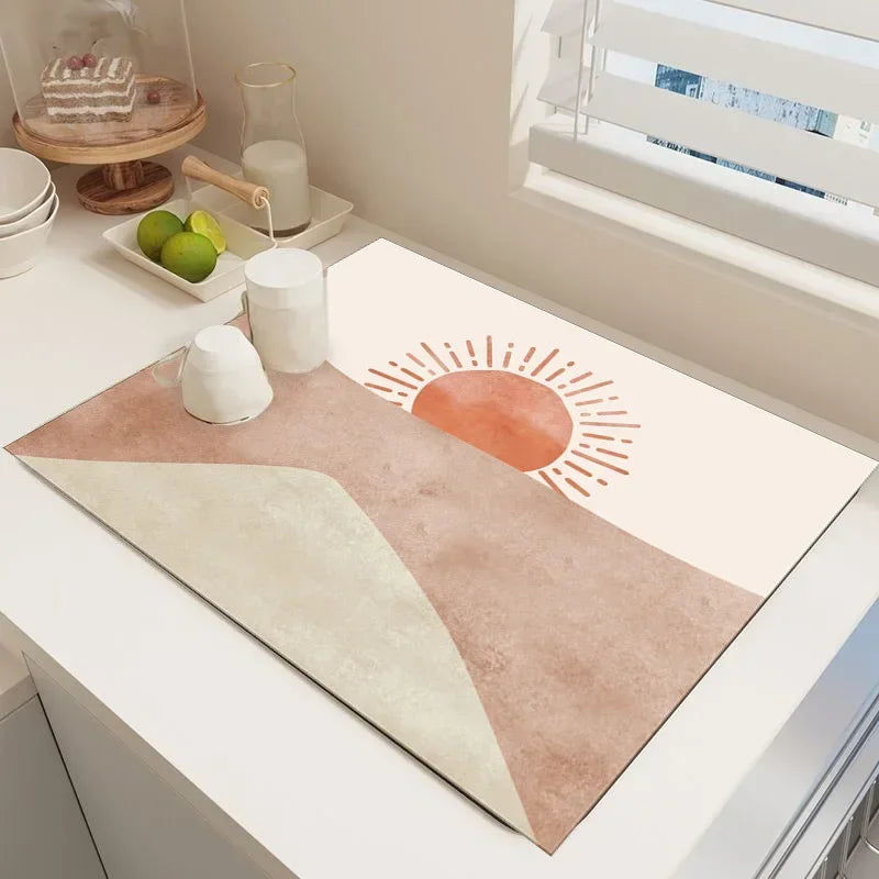 Absorbent	Drain	Pad	Kitchen	Dish	Drying	Mat	Tableware	Coffee Table	Draining	Pad	Printed	Dinnerware	Cup	Bottle	Placemat	Drainer