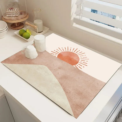 Absorbent	Drain	Pad	Kitchen	Dish	Drying	Mat	Tableware	Coffee Table	Draining	Pad	Printed	Dinnerware	Cup	Bottle	Placemat	Drainer