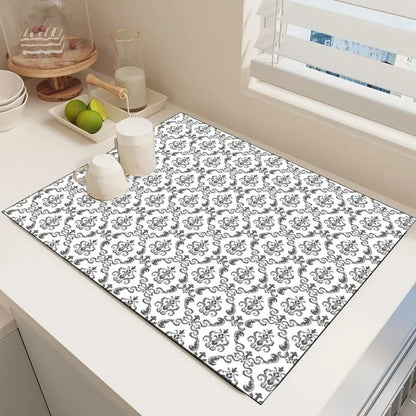 Absorbent	Drain	Pad	Kitchen	Dish	Drying	Mat	Tableware	Coffee Table	Draining	Pad	Printed	Dinnerware	Cup	Bottle	Placemat	Drainer