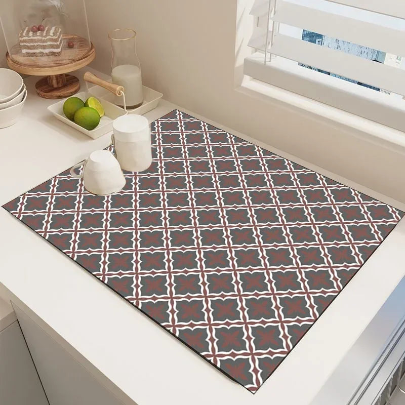 Absorbent	Drain	Pad	Kitchen	Dish	Drying	Mat	Tableware	Coffee Table	Draining	Pad	Printed	Dinnerware	Cup	Bottle	Placemat	Drainer