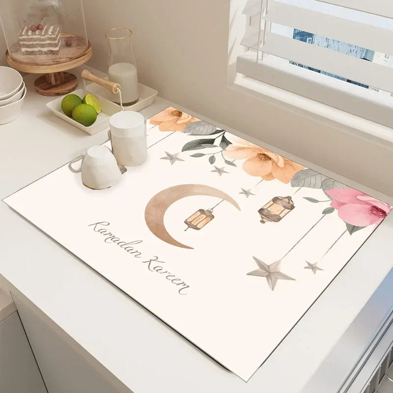 Absorbent	Drain	Pad	Kitchen	Dish	Drying	Mat	Tableware	Coffee Table	Draining	Pad	Printed	Dinnerware	Cup	Bottle	Placemat	Drainer