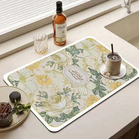 Absorbent Tableware Mats Dish Drying Mat Drain Pad Heat Resistant Counter Top Mat Non-slip Draining Placemat Kitchen Accessories