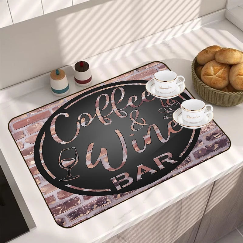American Style Absorbent Kitchen Draining Mat Coffee Dish Drying Mat Bathroom Drain Pad Tableware Mat Placemat For Table Coaster