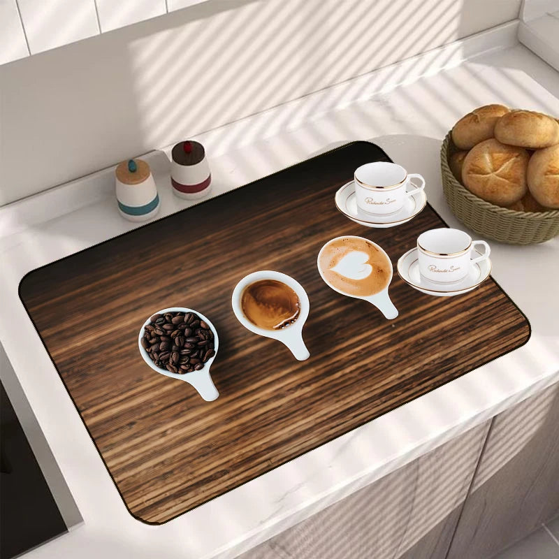 American Style Absorbent Kitchen Draining Mat Coffee Dish Drying Mat Bathroom Drain Pad Tableware Mat Placemat For Table Coaster