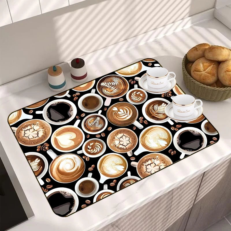 American Style Absorbent Kitchen Draining Mat Coffee Dish Drying Mat Bathroom Drain Pad Tableware Mat Placemat For Table Coaster