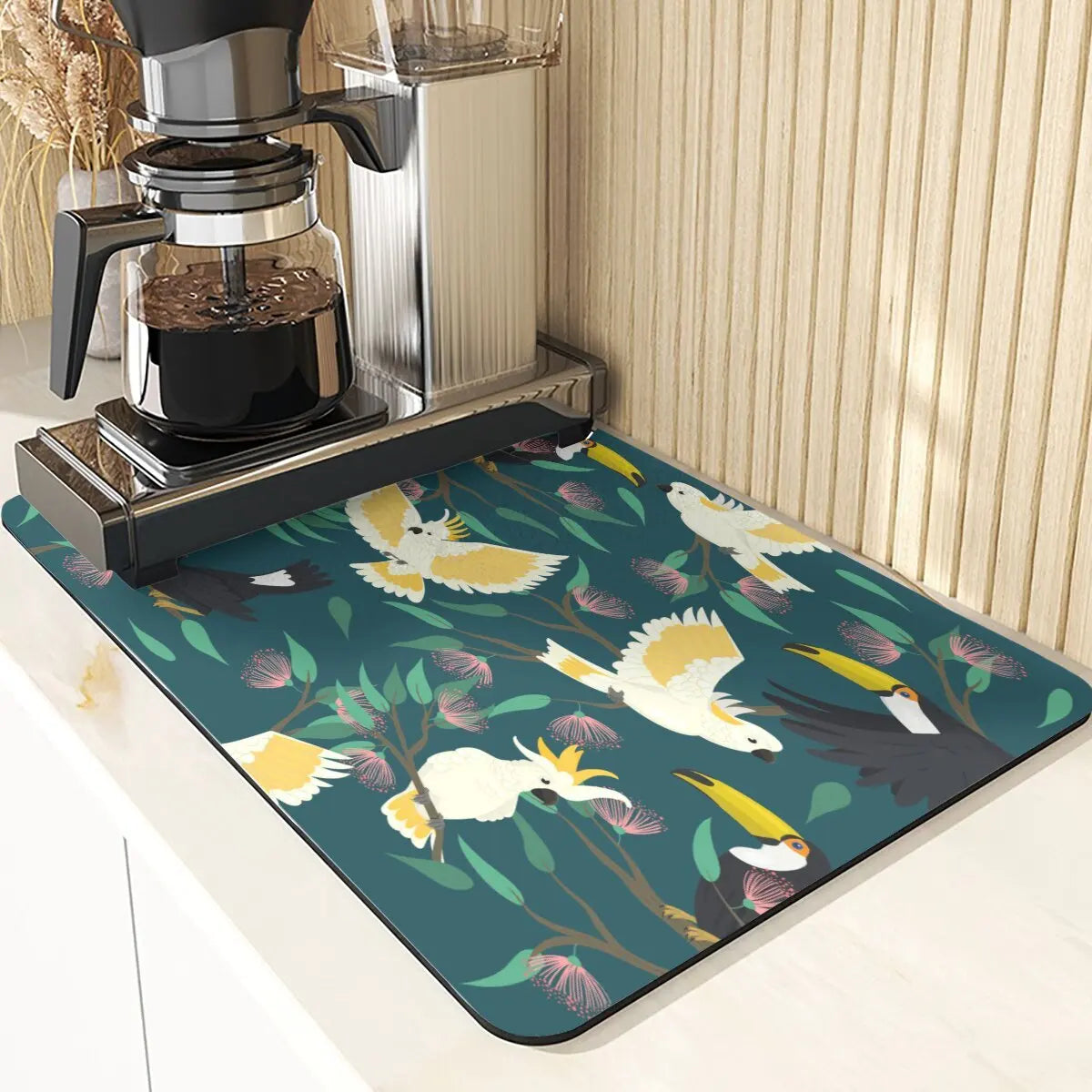 Animal Style Absorbent Drying Mats For Kitchen Coaster Absorbent Drying Mat For Kitchen Birds Pattern Kitchens Dish Drying Mat