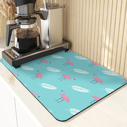 Animal Style Absorbent Drying Mats For Kitchen Coaster Absorbent Drying Mat For Kitchen Birds Pattern Kitchens Dish Drying Mat
