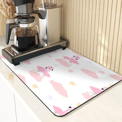 Animal Style Absorbent Drying Mats For Kitchen Coaster Absorbent Drying Mat For Kitchen Birds Pattern Kitchens Dish Drying Mat