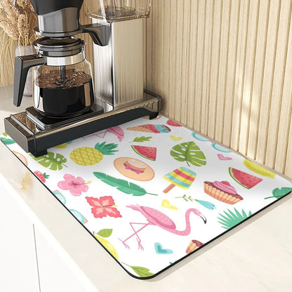 Animal Style Absorbent Drying Mats For Kitchen Coaster Absorbent Drying Mat For Kitchen Birds Pattern Kitchens Dish Drying Mat