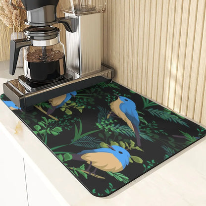 Animal Style Absorbent Drying Mats For Kitchen Coaster Absorbent Drying Mat For Kitchen Birds Pattern Kitchens Dish Drying Mat