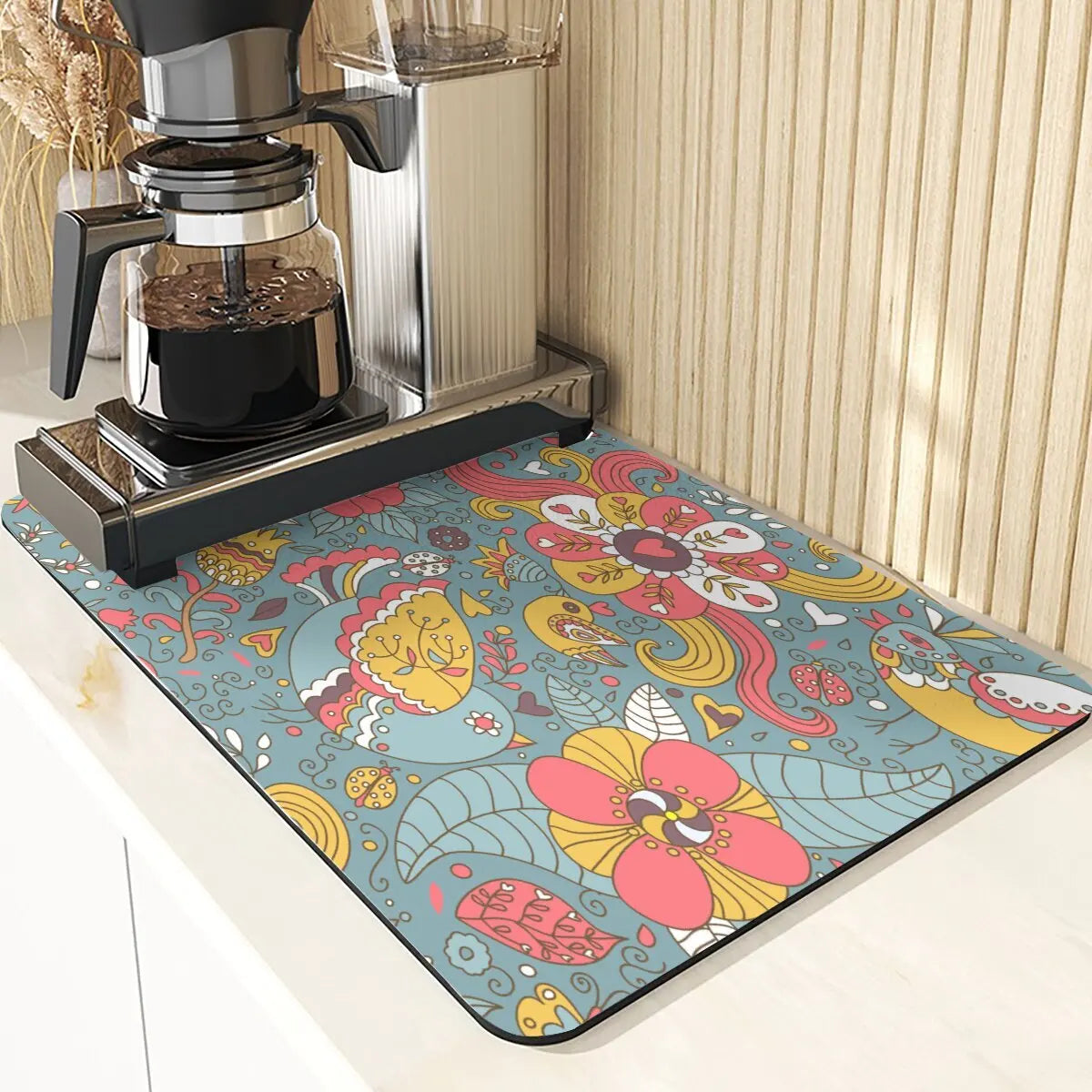 Animal Style Absorbent Drying Mats For Kitchen Coaster Absorbent Drying Mat For Kitchen Birds Pattern Kitchens Dish Drying Mat