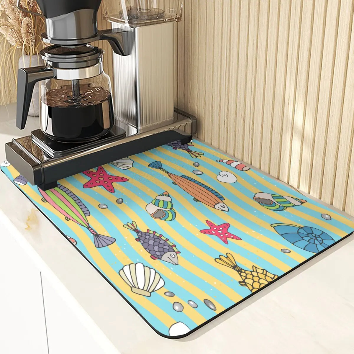 Animal Style Diatomaceous Earth Mat Kitchen Accessories Flowers Pattern Absorbent Drying Mat For Kitchen Table Pads Cup Coaster