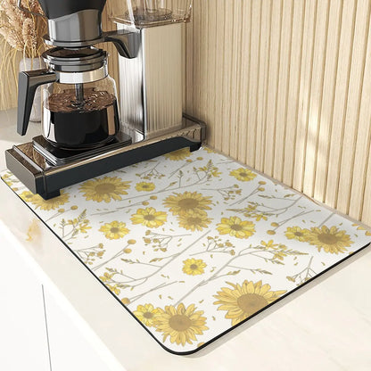 Animal Style Diatomaceous Earth Mat Kitchen Accessories Flowers Pattern Absorbent Drying Mat For Kitchen Table Pads Cup Coaster