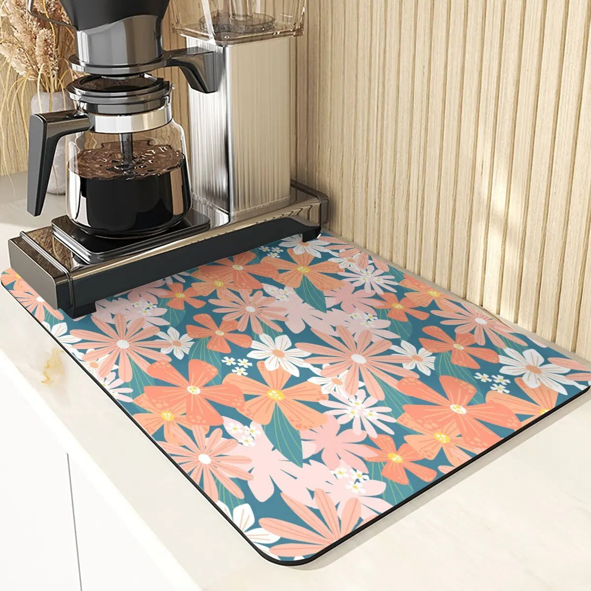Animal Style Diatomaceous Earth Mat Kitchen Accessories Flowers Pattern Absorbent Drying Mat For Kitchen Table Pads Cup Coaster