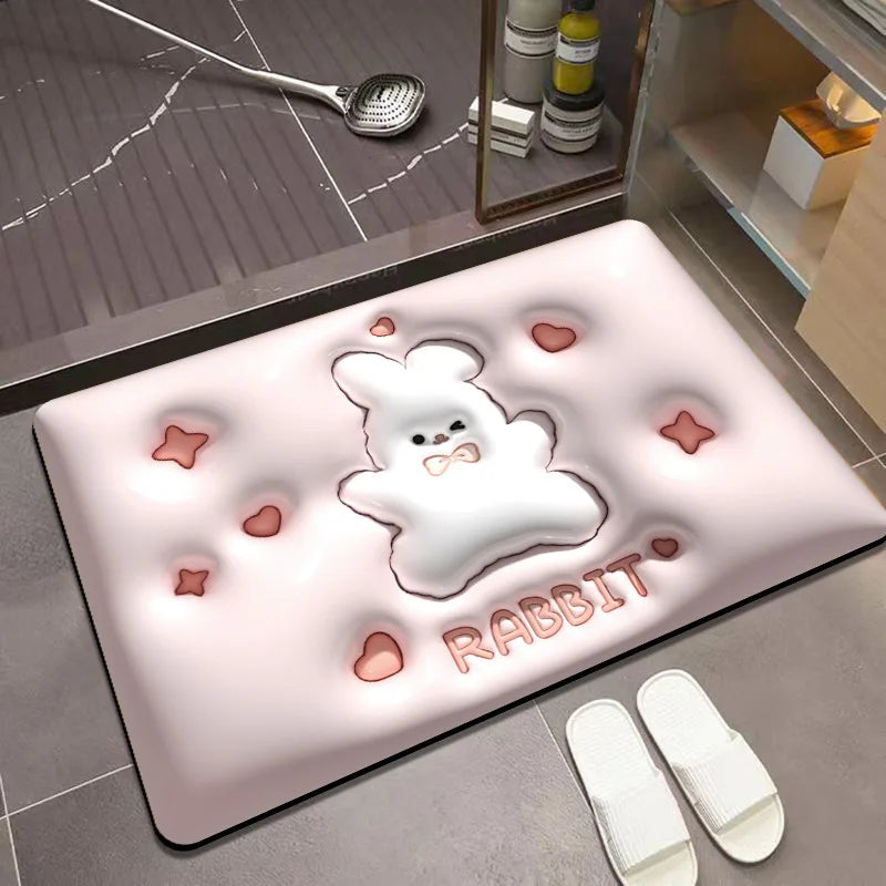 3D Cartoon Dilate Floret Diatom Carpet Toilet Door Entrance Bathroom Absorbent Anti-slip Soft Diatom Mud Floor Mat