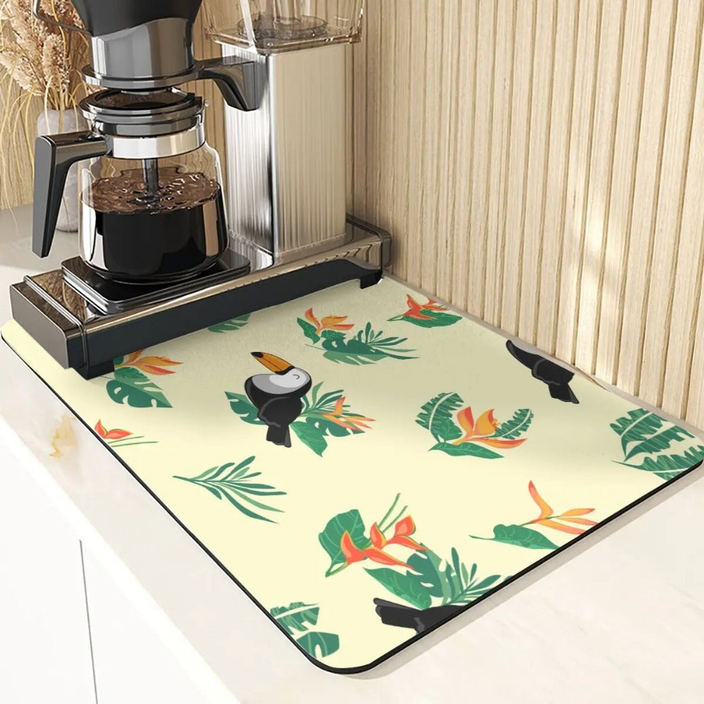 Animal Style Absorbent Drying Mats For Kitchen Coaster Absorbent Drying Mat For Kitchen Birds Pattern Kitchens Dish Drying Mat