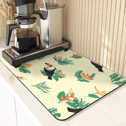 Animal Style Absorbent Drying Mats For Kitchen Coaster Absorbent Drying Mat For Kitchen Birds Pattern Kitchens Dish Drying Mat