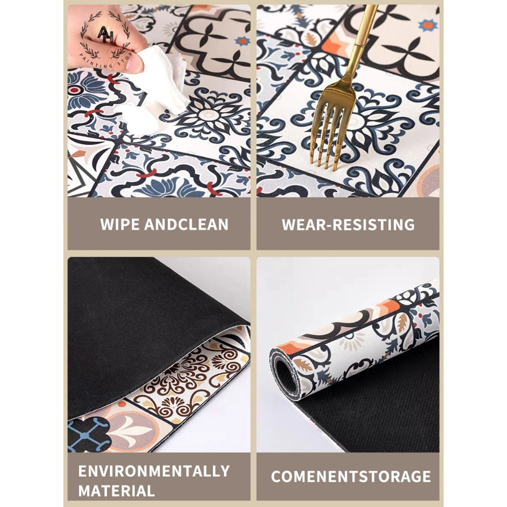 3d Abstract Kitchen Absorbent Drain Pad Dish Drying Mat Rubber Draining Pad Dinnerware Cup Bottle Rug Tableware Mat Home Decor